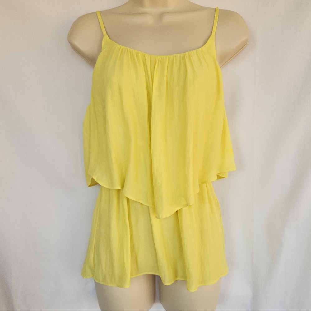 Forever 21 Lemon Layered Flowy Relaxed Light Tank Top Boho Festival S